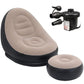 Inflatable Lounge Chair with Air Pump & Footrest (Beige & Black)