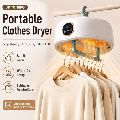 Electric Clothes Dryer Machine with Hot Air Drying | Portable Fast-Drying Laundry Dryer with Adjustable Timer | Foldable Garment Drying Rack | Low Noise & Energy Saving | Ideal for Apartment, Travel, RV & Small Spaces