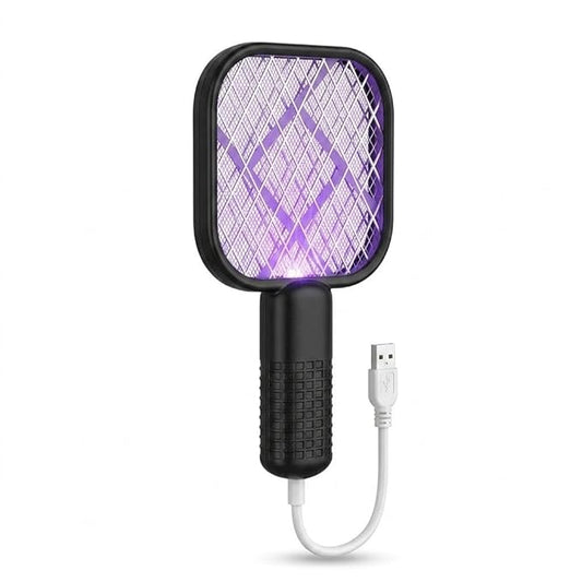 USB Mosquito Swatter & Bug Zapper Racket with UV Purple Light Trap – Dual Mode Electric Fly Killer | Indoor/Outdoor Use | Car, Bedroom, Camping | 5V USB Powered | High-Density Power Grid | 1W