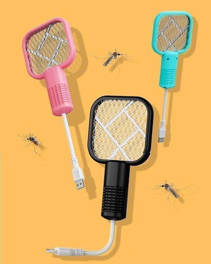 USB Mosquito Swatter & Bug Zapper Racket with UV Purple Light Trap – Dual Mode Electric Fly Killer | Indoor/Outdoor Use | Car, Bedroom, Camping | 5V USB Powered | High-Density Power Grid | 1W
