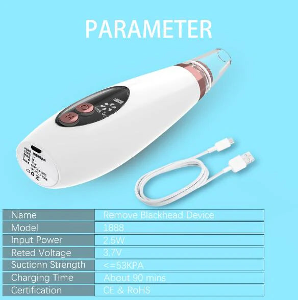 6 in 1 Multi-function Blackhead Remover Tools | Electric Derma suction Machine | USB Rechargeable Acne Pimple Pore Cleaner Vacuum tool - Facial Cleanser Device for Nose & Skin Care (6 in 1 Derma Suction)