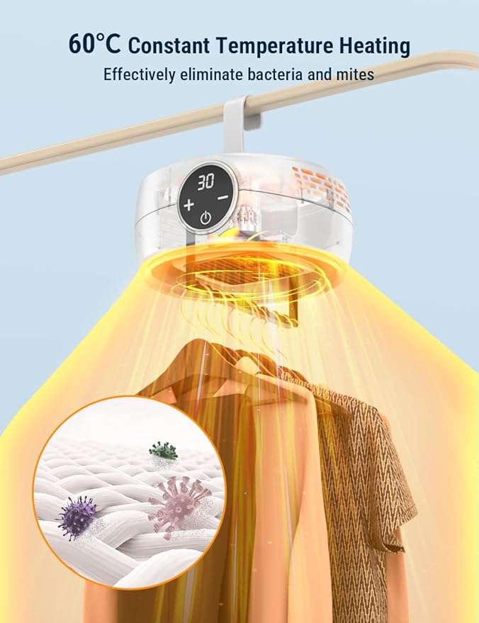Electric Clothes Dryer Machine with Hot Air Drying | Portable Fast-Drying Laundry Dryer with Adjustable Timer | Foldable Garment Drying Rack | Low Noise & Energy Saving | Ideal for Apartment, Travel, RV & Small Spaces