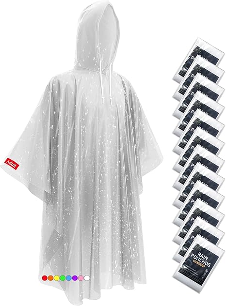 Ultra-Lightweight & Extra Long Disposable Emergency Rain Ponchos for Adults and Kids