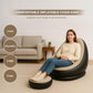 Inflatable Lounge Chair with Air Pump & Footrest (Beige & Black)