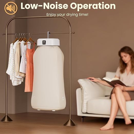 Electric Clothes Dryer Machine with Hot Air Drying | Portable Fast-Drying Laundry Dryer with Adjustable Timer | Foldable Garment Drying Rack | Low Noise & Energy Saving | Ideal for Apartment, Travel, RV & Small Spaces