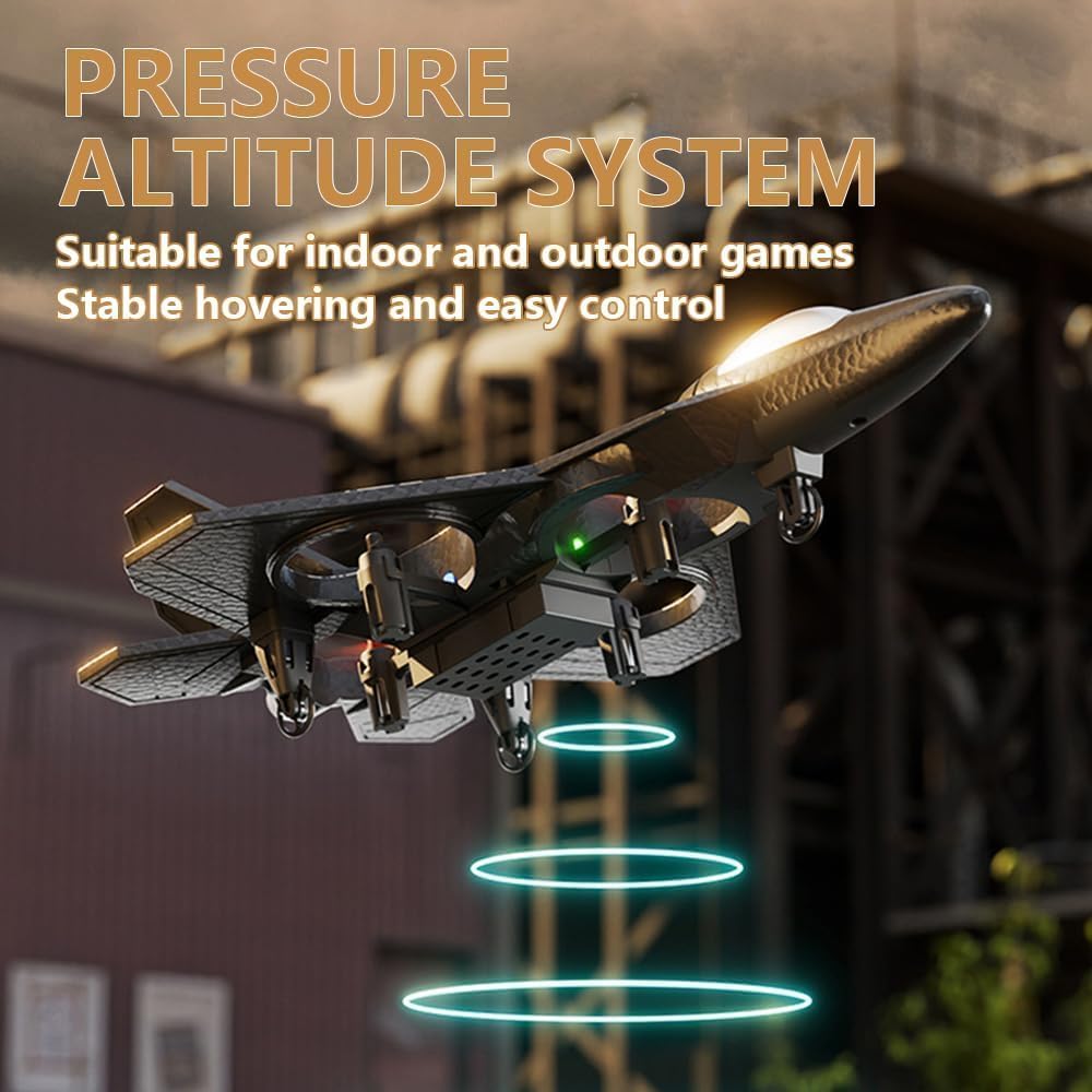 Remote Control Fighter Jet Plane for Kids/Adults – 4-Propeller RC Plane Toy with Extra Propellers, USB-C Charging Cable, and Rechargeable Battery – Durable Foam Aircraft for Indoor/Outdoor Flying