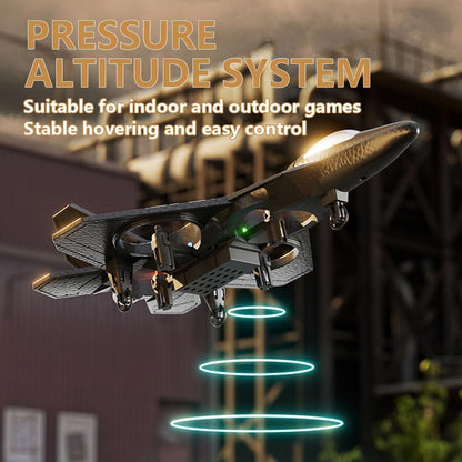 Remote Control Fighter Jet Plane for Kids/Adults – 4-Propeller RC Plane Toy with Extra Propellers, USB-C Charging Cable, and Rechargeable Battery – Durable Foam Aircraft for Indoor/Outdoor Flying