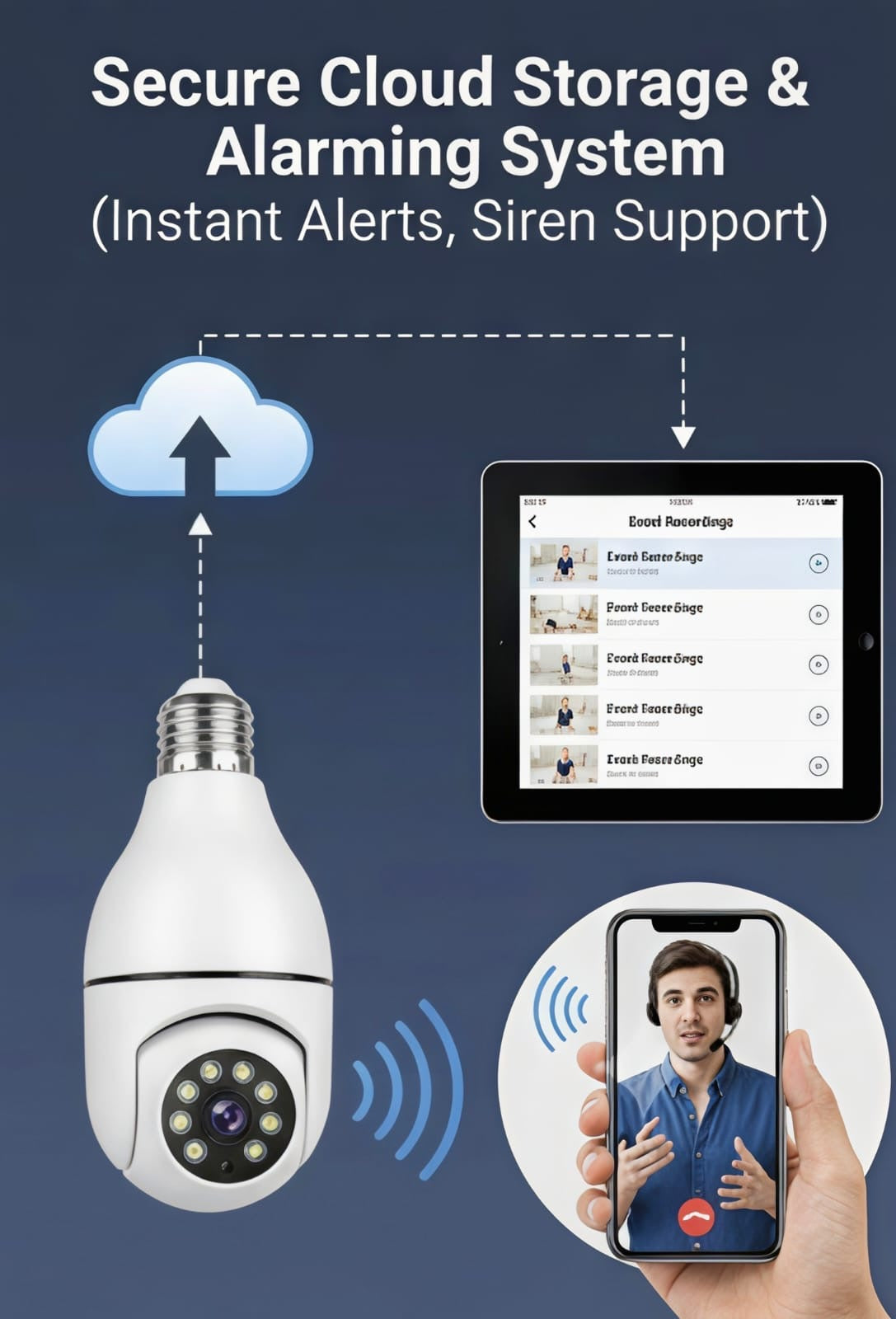 WiFi Smart Bulb Security Camera with Motion Detection