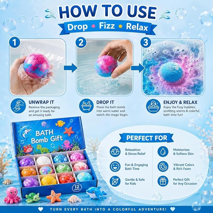 Kids Surprise Toy Bath Bomb Gift Set