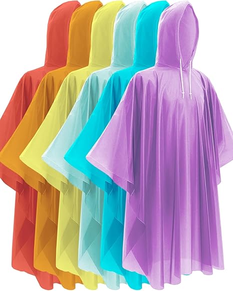 Ultra-Lightweight & Extra Long Disposable Emergency Rain Ponchos for Adults and Kids