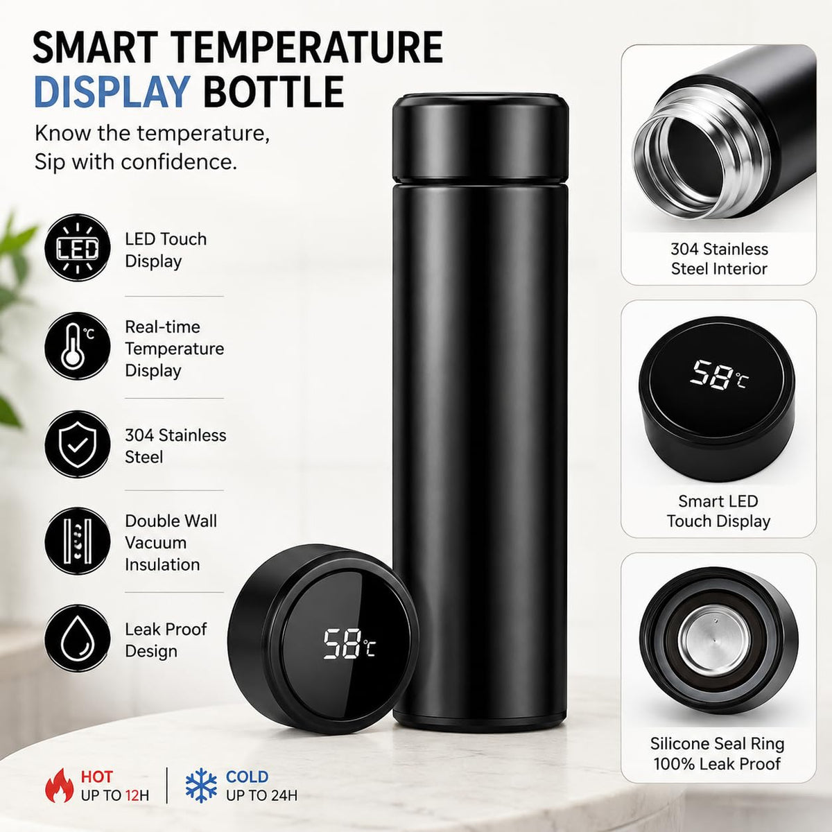 Smart LED Temperature Water Bottle