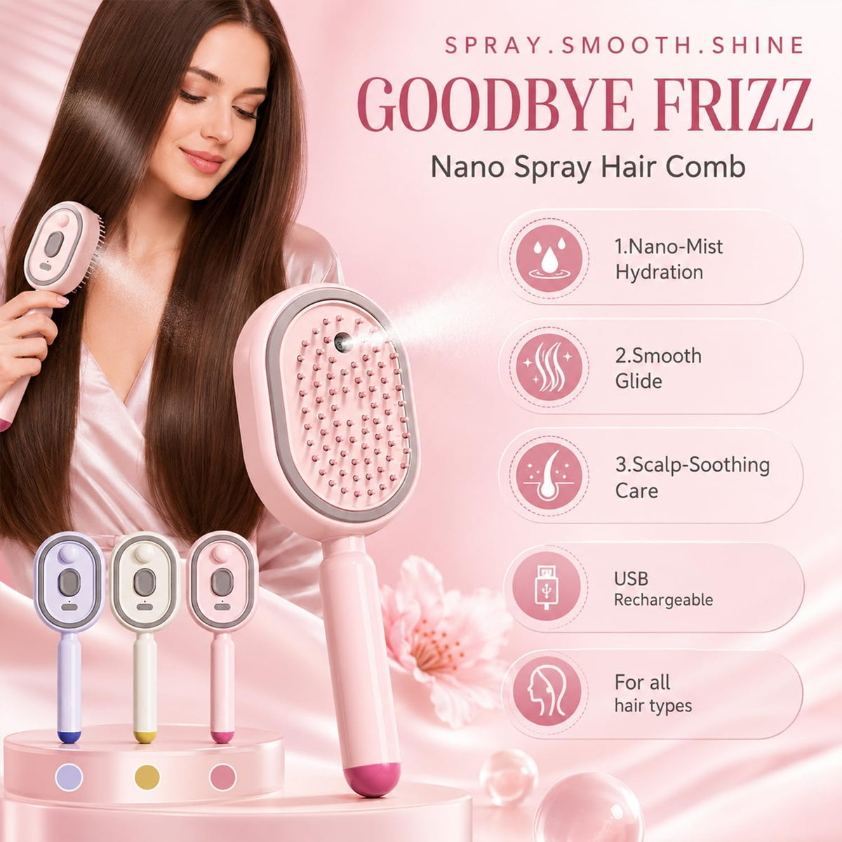 Rechargeable Retractable Air Cushion Comb