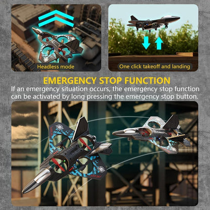 Remote Control Fighter Jet Plane for Kids/Adults – 4-Propeller RC Plane Toy with Extra Propellers, USB-C Charging Cable, and Rechargeable Battery – Durable Foam Aircraft for Indoor/Outdoor Flying