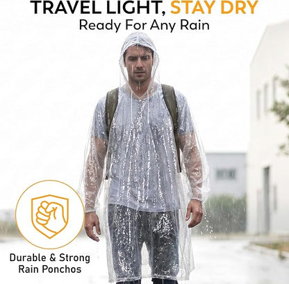 Ultra-Lightweight & Extra Long Disposable Emergency Rain Ponchos for Adults and Kids