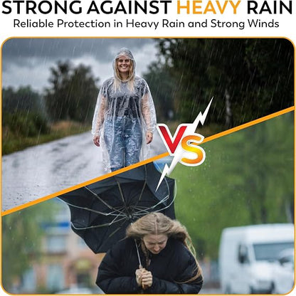 Ultra-Lightweight & Extra Long Disposable Emergency Rain Ponchos for Adults and Kids