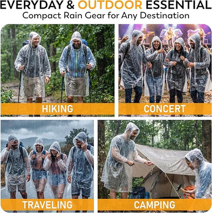 Ultra-Lightweight & Extra Long Disposable Emergency Rain Ponchos for Adults and Kids
