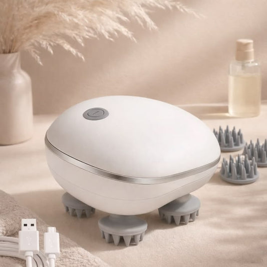 Advanced 4-Head Electric Scalp Massager – 360° Deep Kneading, Relaxation & Scalp Care