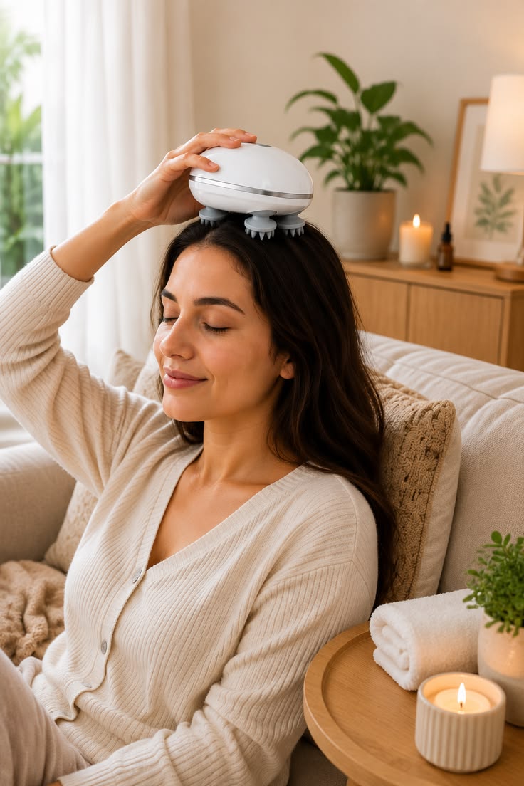 Advanced 4-Head Electric Scalp Massager – 360° Deep Kneading, Relaxation & Scalp Care