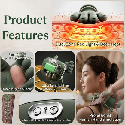 Wireless Neck & Shoulder Massager with Heat - Electric Shiastu Back Massager for Cervical Pain Relief, Portable Deep Tissue Body Massager