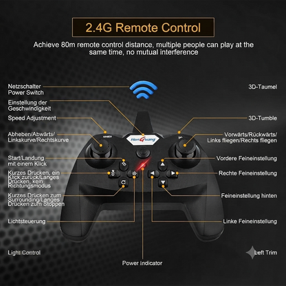 Remote Control Fighter Jet Plane for Kids/Adults – 4-Propeller RC Plane Toy with Extra Propellers, USB-C Charging Cable, and Rechargeable Battery – Durable Foam Aircraft for Indoor/Outdoor Flying
