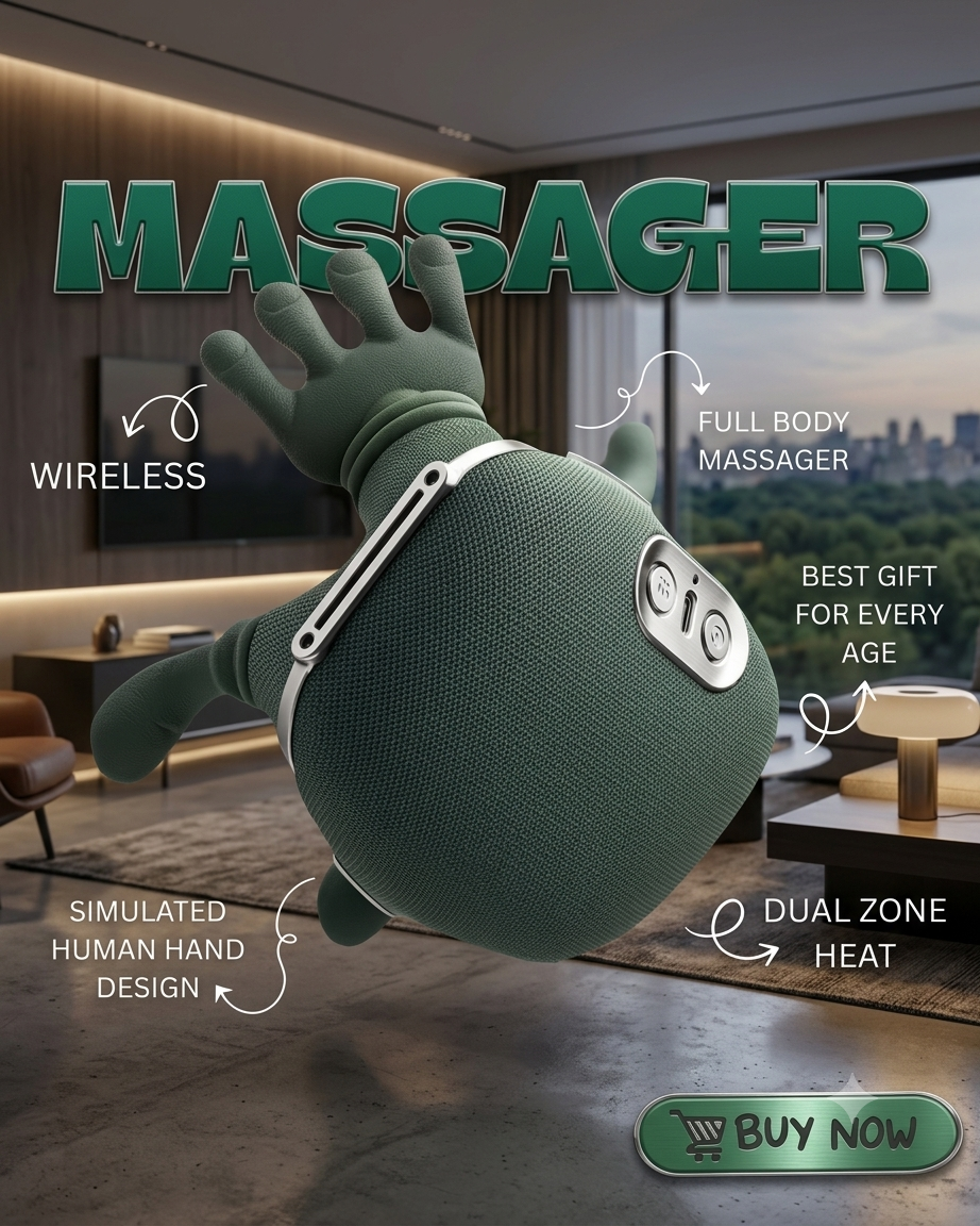 Wireless Neck & Shoulder Massager with Heat - Electric Shiastu Back Massager for Cervical Pain Relief, Portable Deep Tissue Body Massager