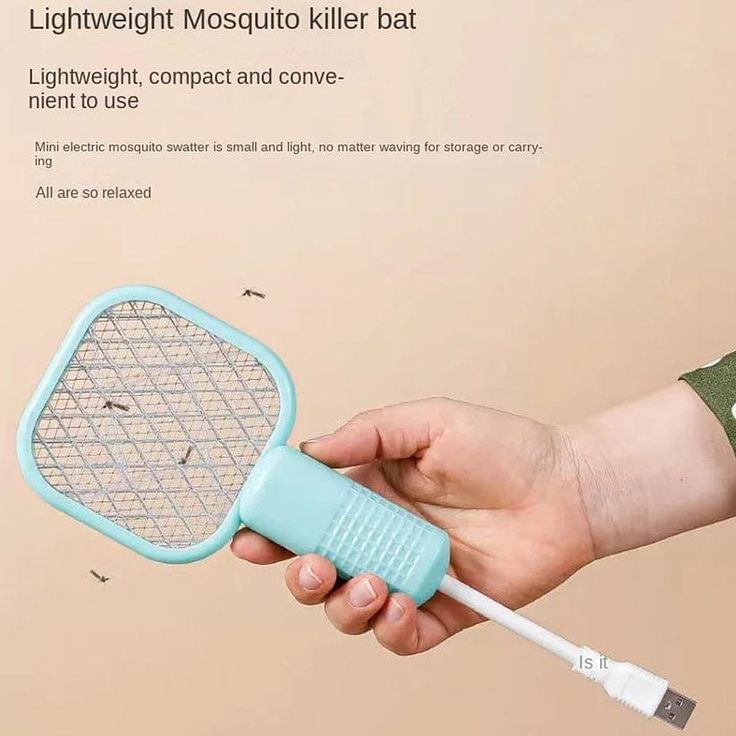 USB Mosquito Swatter & Bug Zapper Racket with UV Purple Light Trap – Dual Mode Electric Fly Killer | Indoor/Outdoor Use | Car, Bedroom, Camping | 5V USB Powered | High-Density Power Grid | 1W