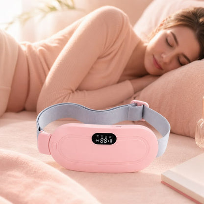 Period Cramp Relief Heating Pad Massager – Portable Cordless with 3 Heat & 4 Massage Modes | Large LED Display, Rechargeable Battery, 60"+ Adjustable Belt | Back & Stomach Pain Relief for Women