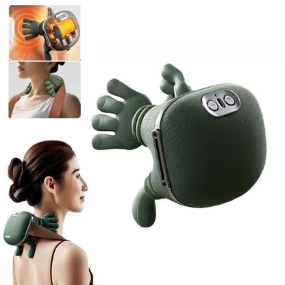 Wireless Neck & Shoulder Massager with Heat - Electric Shiastu Back Massager for Cervical Pain Relief, Portable Deep Tissue Body Massager