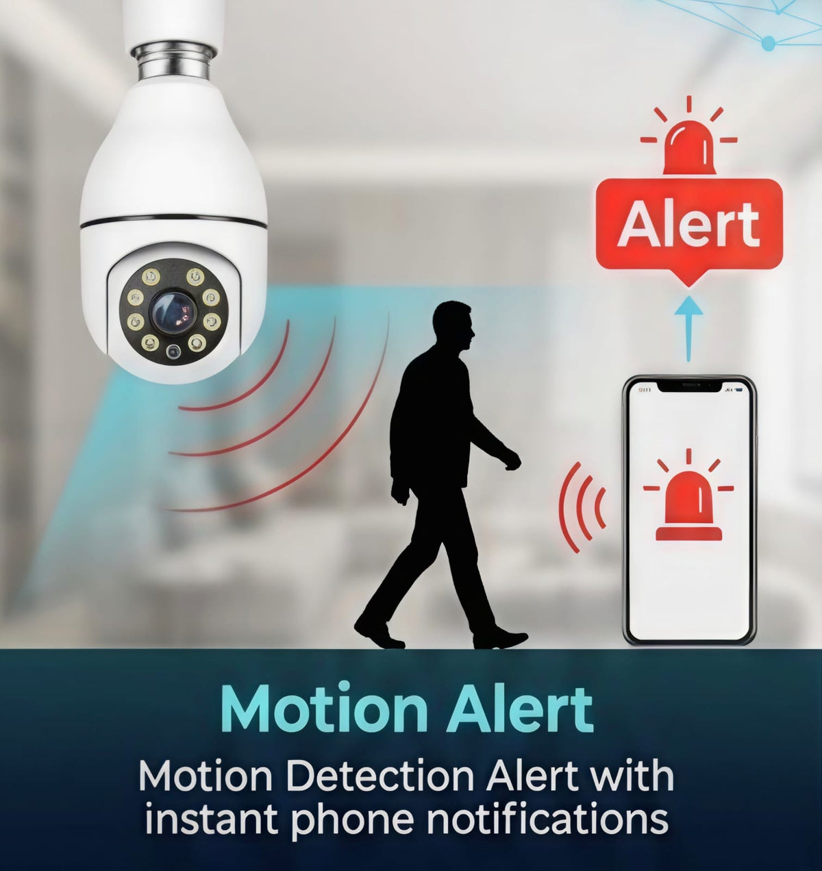 WiFi Smart Bulb Security Camera with Motion Detection