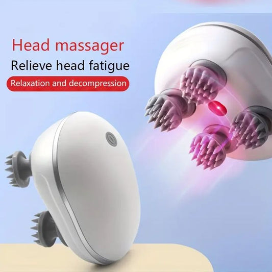 Advanced 4-Head Electric Scalp Massager – 360° Deep Kneading, Relaxation & Scalp Care